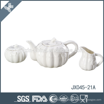 Blanco especial nuevo conjunto de 3 piezas de porcelana calabaza diseño lindo hogar juego de té